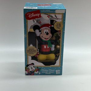 Gemmy Airblown Inflatable Disney Mickey Mouse Santa Table Top Mantel 21 Inch